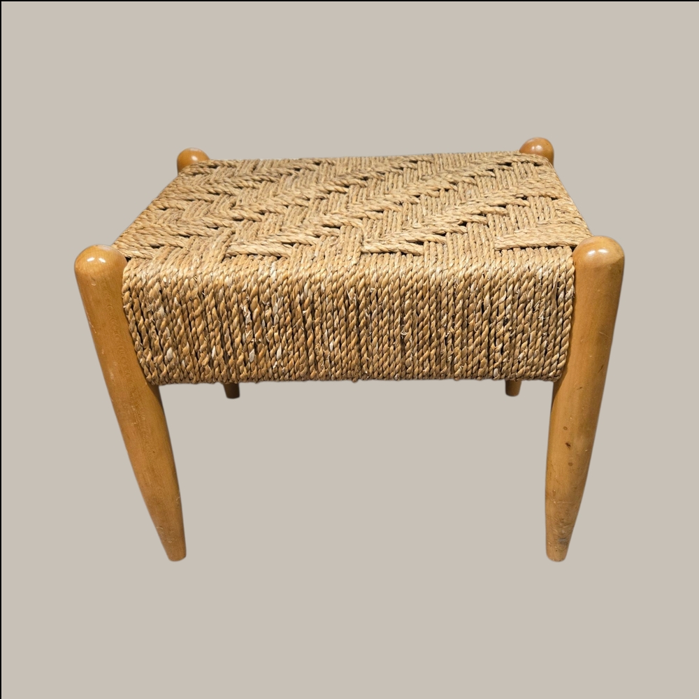 MCM Vintage Danish Cord  Foot Stool Ottoman